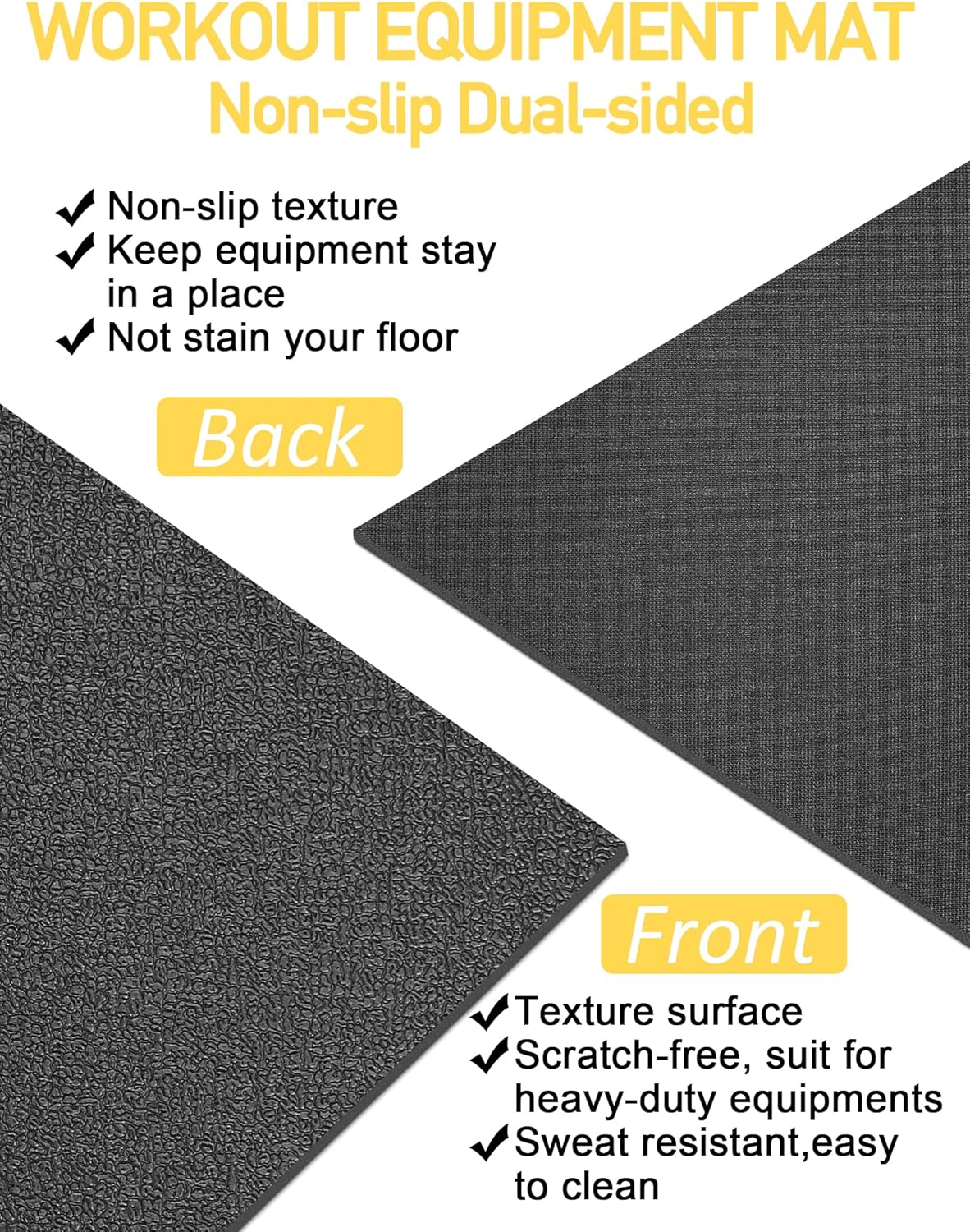 Treadmill Mat, 5'x2.5'/5.6'x2'/6.5'x3'/8'x3',6mm Thickness Exercise Equipment Mat for Carpet Hardwood Floors, Compatible with Walking Pad,Spin Bike,Elliptical Trainer,Rowing Machine