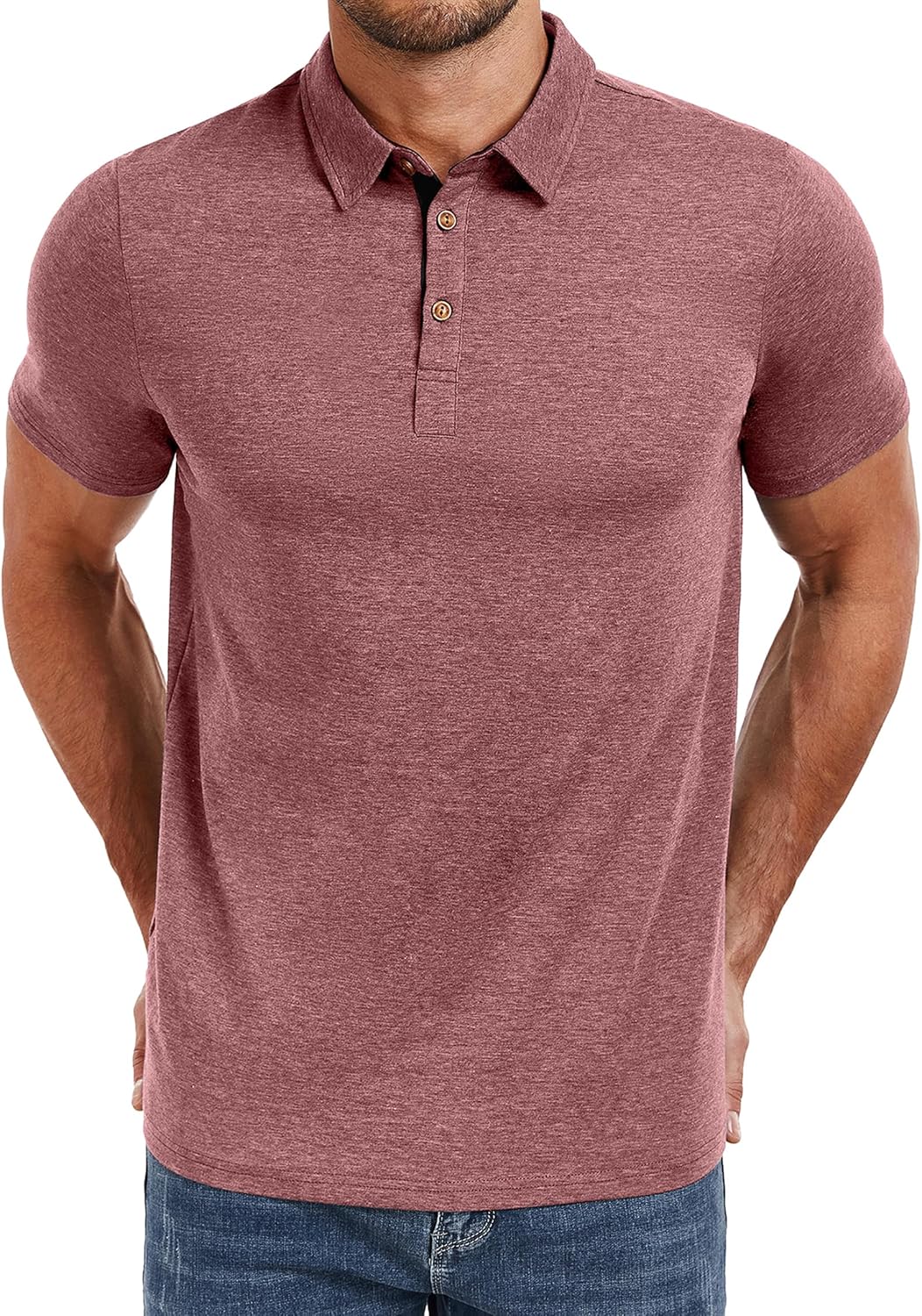 PEGENO Mens Polo Shirts Short Sleeve Casual Cotton Golf Shirts Performance Polo Shirts for Men