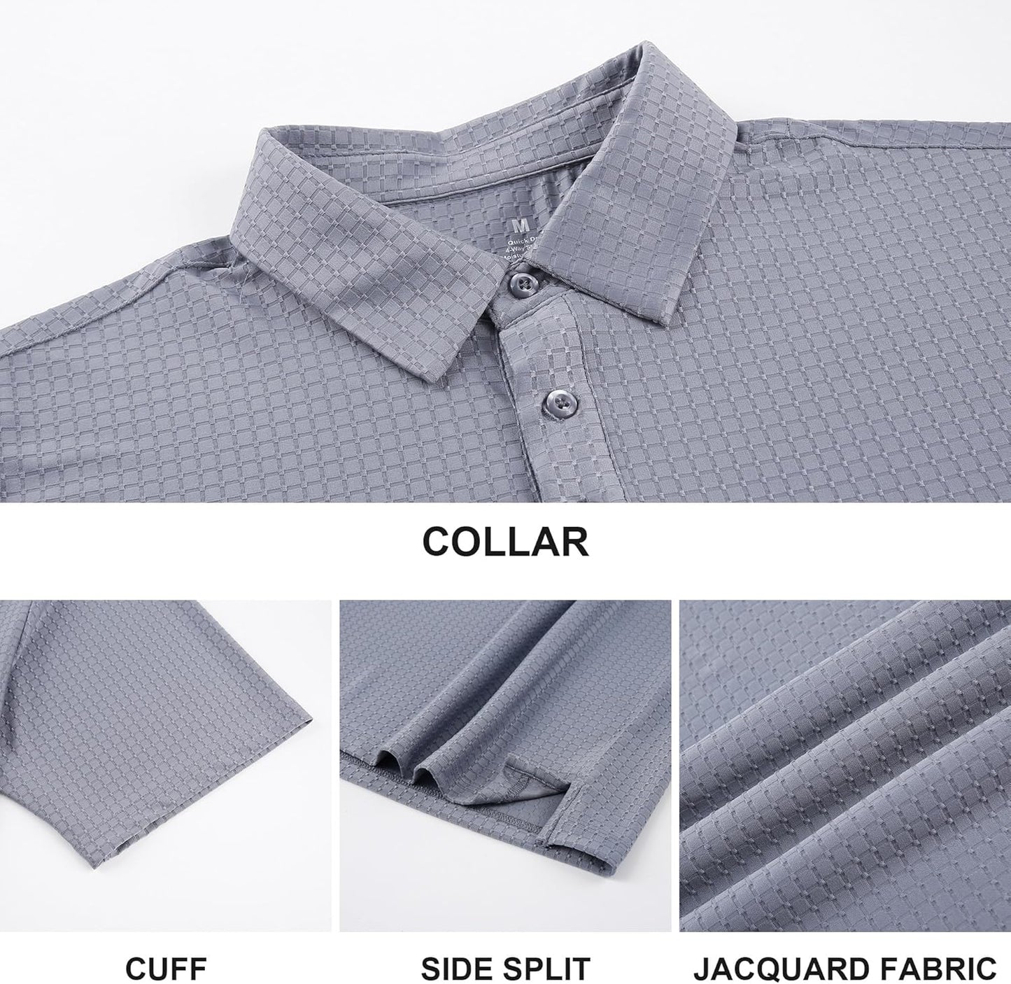 WARHORSEE Golf Polo Shirts for Men Short Sleeve Wrinkle Free 4 Way Stretch Moisture Wicking Performance Collared Tshirts