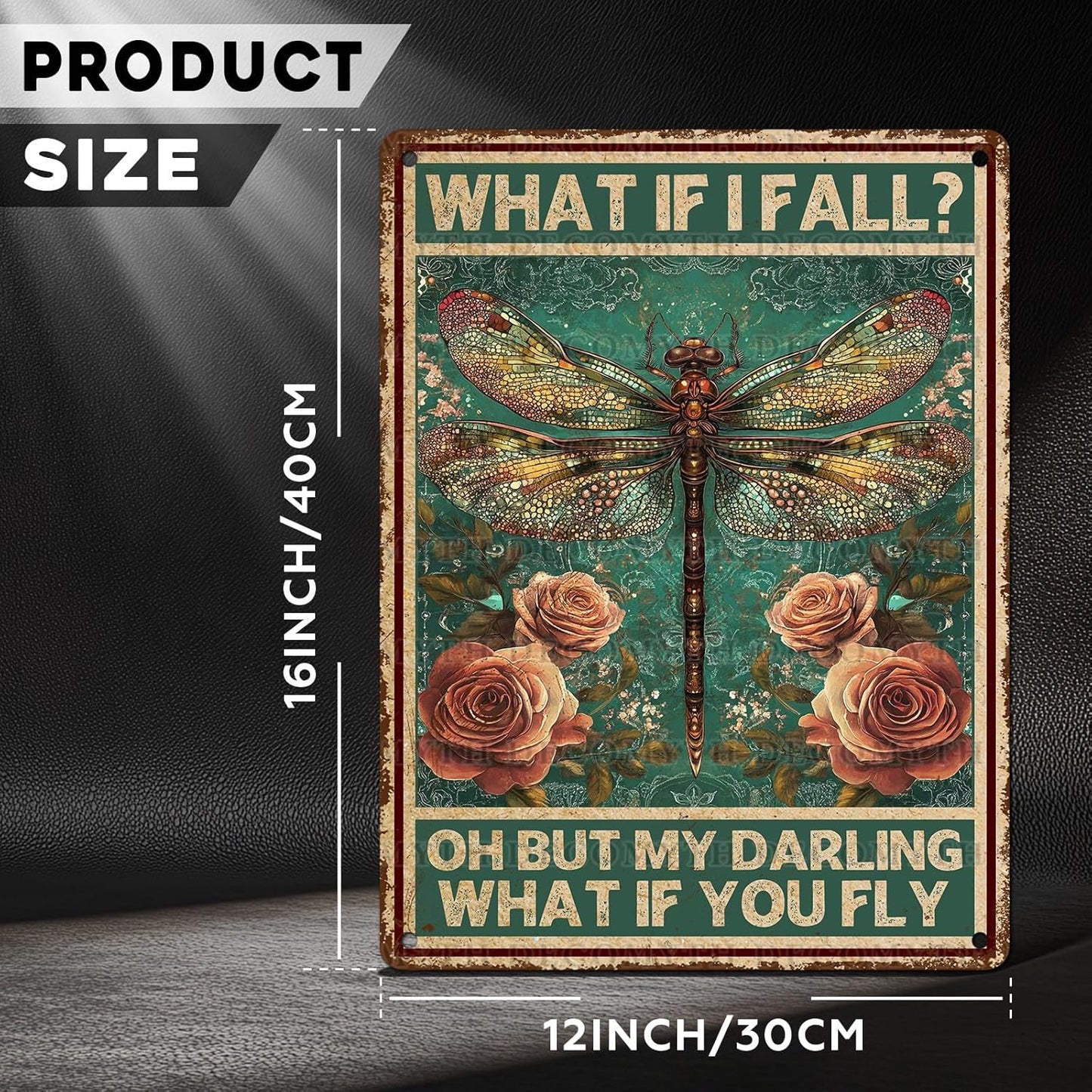 Vintage Tin Sign What If You Fly Tin Sign Metal Wall Decor for Home Office Kitchen Bar Cafe Garden Wall Decor 12 * 16inch