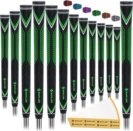 SAPLIZE High-performance Rubber Golf Grips 13 Pack, High Shock Absorption, Non-slip, Choose from 13 Grips with 15 Tapes or Full Regripping Kit, Available in Standard/Mid/Jumbo Sizes, CC10 Series