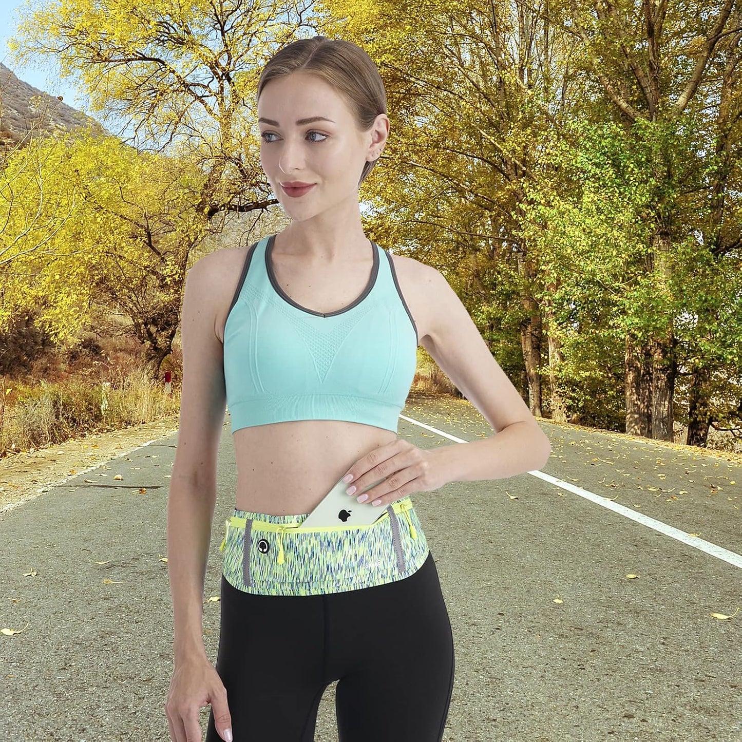 USHAKE Slim Running Belt, Workout Fanny Pack for Men Women,Exercise Waist Pack for Apple iPhone Holder, Runner Belt for Running Walking Cycling Camping Gym