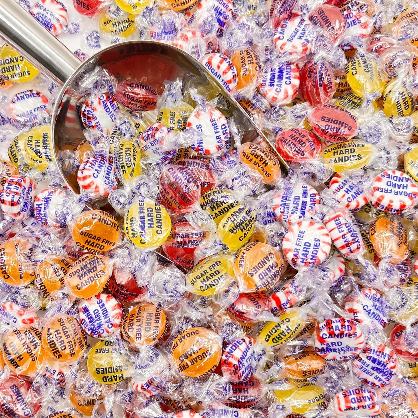 Sugar Free Hard Candy Assortment - 1 Pound Bulk Bag (Approx 80 Count), Butterscotch, Lemon, Cinnamon, Peppermint Starlight Sugarfree Candy, Diabetic and Keto Friendly Zero Sugar Hard Candies, Individually Wrapped