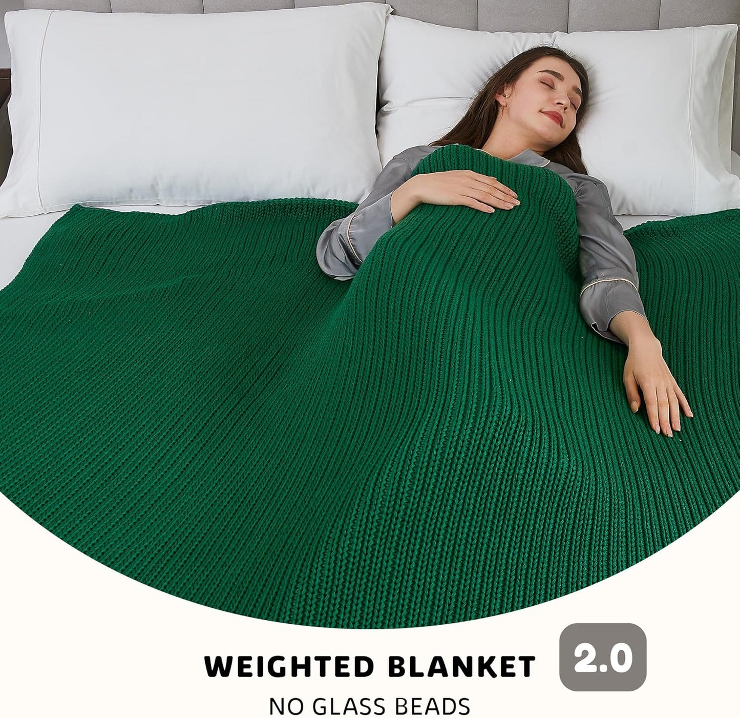 L'AGRATY Knitted Weighted Blanket - 48"x72" 15lbs Cooling Chunky Knit Heavy Blanket for Adults Braided Crochet Throw Thick Cable Yarn Knit Decorative No Beads Evenly Weighted Machine Washable