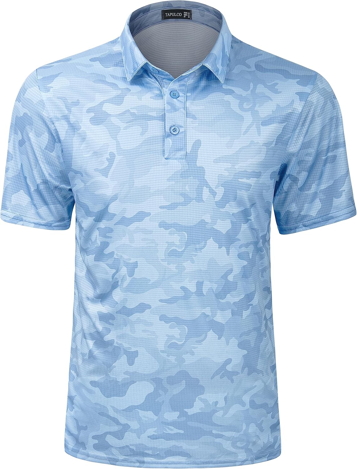 TAPULCO Mens Quick Dry Polo Shirts Camouflage Pattern Performance Athletic Lightweight Breathable Casual Golf Tshirts