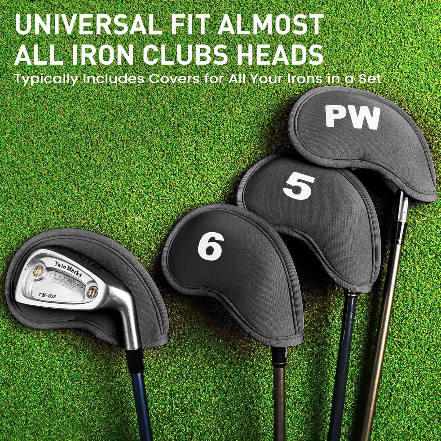 Golf Club Covers Set Neoprene Protector for Irons Value 12 Pack, Headcover Number Universal Head Cover Fit Main Irons Clubs Accessories for Women Men