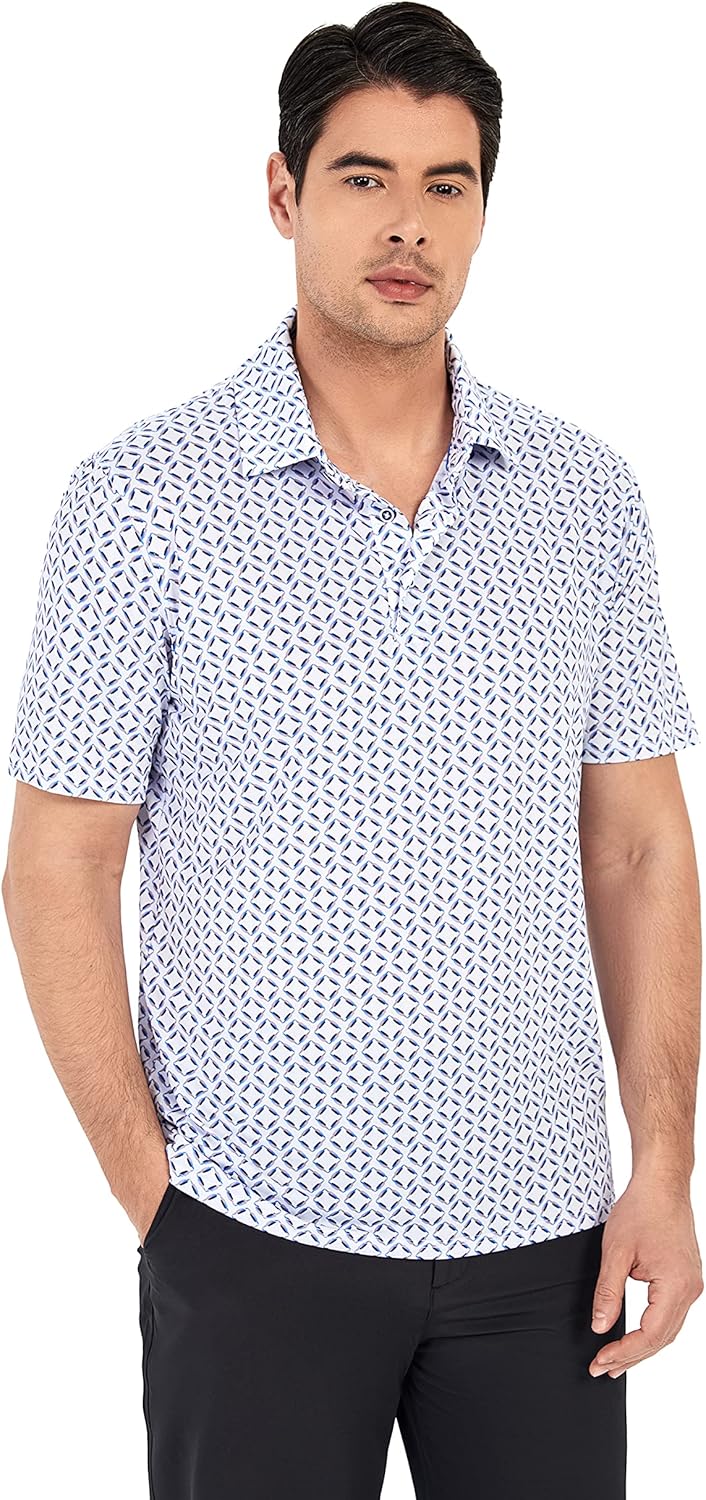 WARHORSEE Golf Polo Shirts for Men Short Sleeve Wrinkle Free 4 Way Stretch Moisture Wicking Performance Collared Tshirts