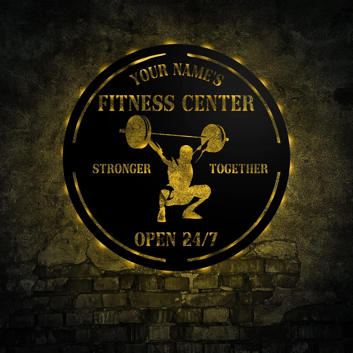 Personalized Home Gym LED Tin Metal Sign Multiple Sizes, Gym Sign Wall Decor, Exercise Workout Room Decor Fitness Center, Motivational Inspirational Hanging Wall Art Wall Plaque (04 w/lights)