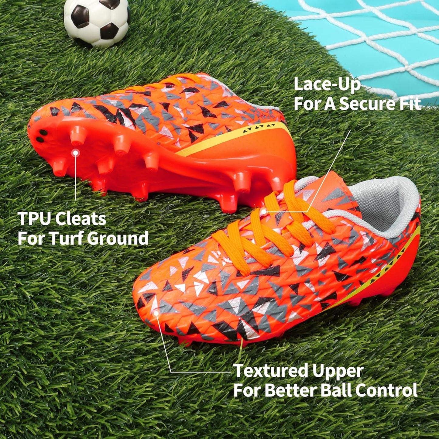 DREAM PAIRS Boys Girls Soccer Cleats Youth Firm Groud Athletic Outdoor Trainning Football Shoes for Little/Big Kid