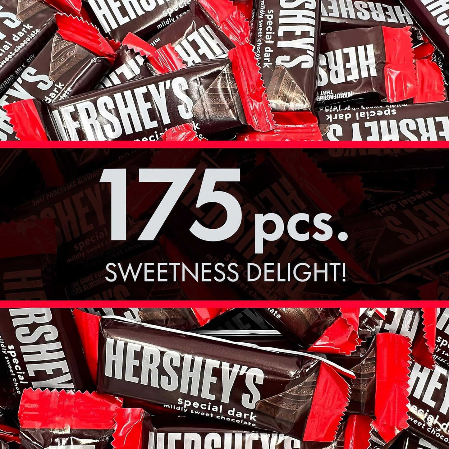 Hershys Special Dark Mildly Sweet Chocolate - 5 Pounds Approx 175 Halloween Candy Bulk Individually Wrapped - Dark Chocolate Hershys Snack Size Candy Bars - Halloween Treats for Sharing With Family and Friends