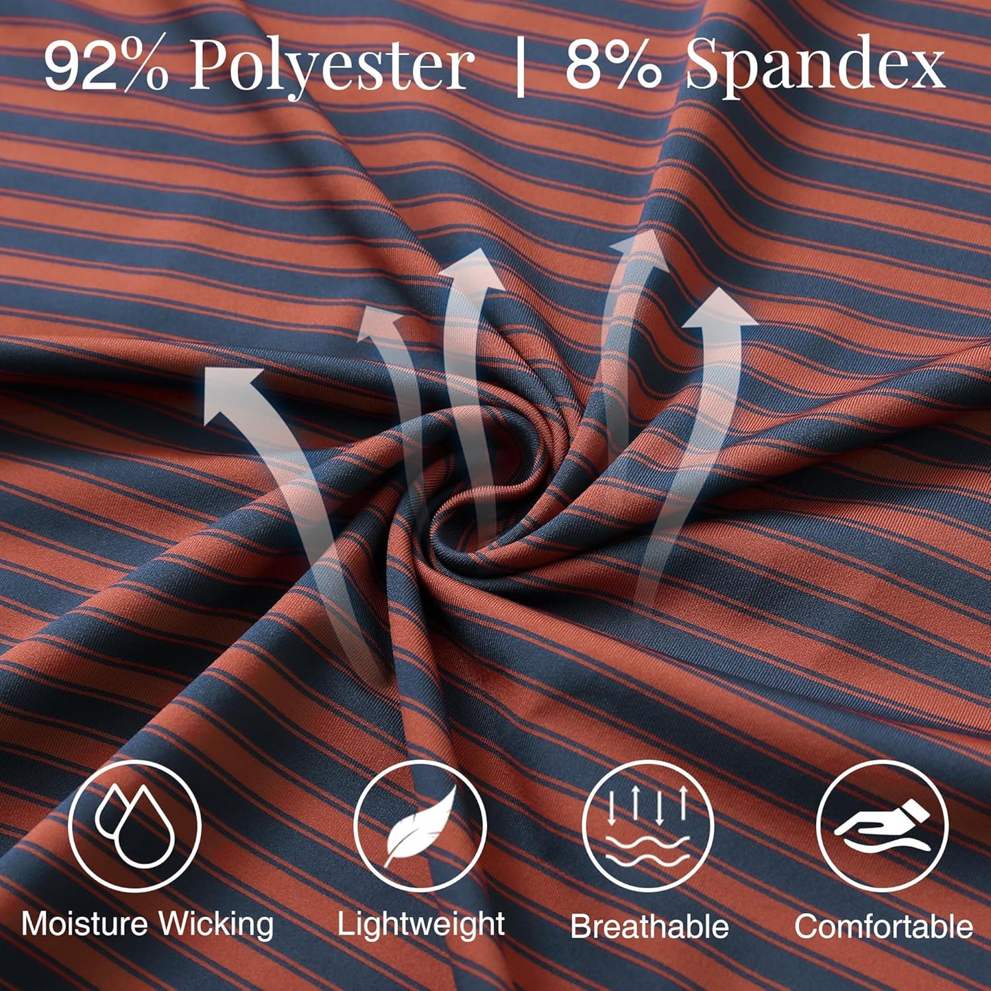 M MAELREG Golf Shirts for Men Short Sleeve Dry Fit Casual Striped Performance Moisture Wicking Collared Mens Polo Shirts