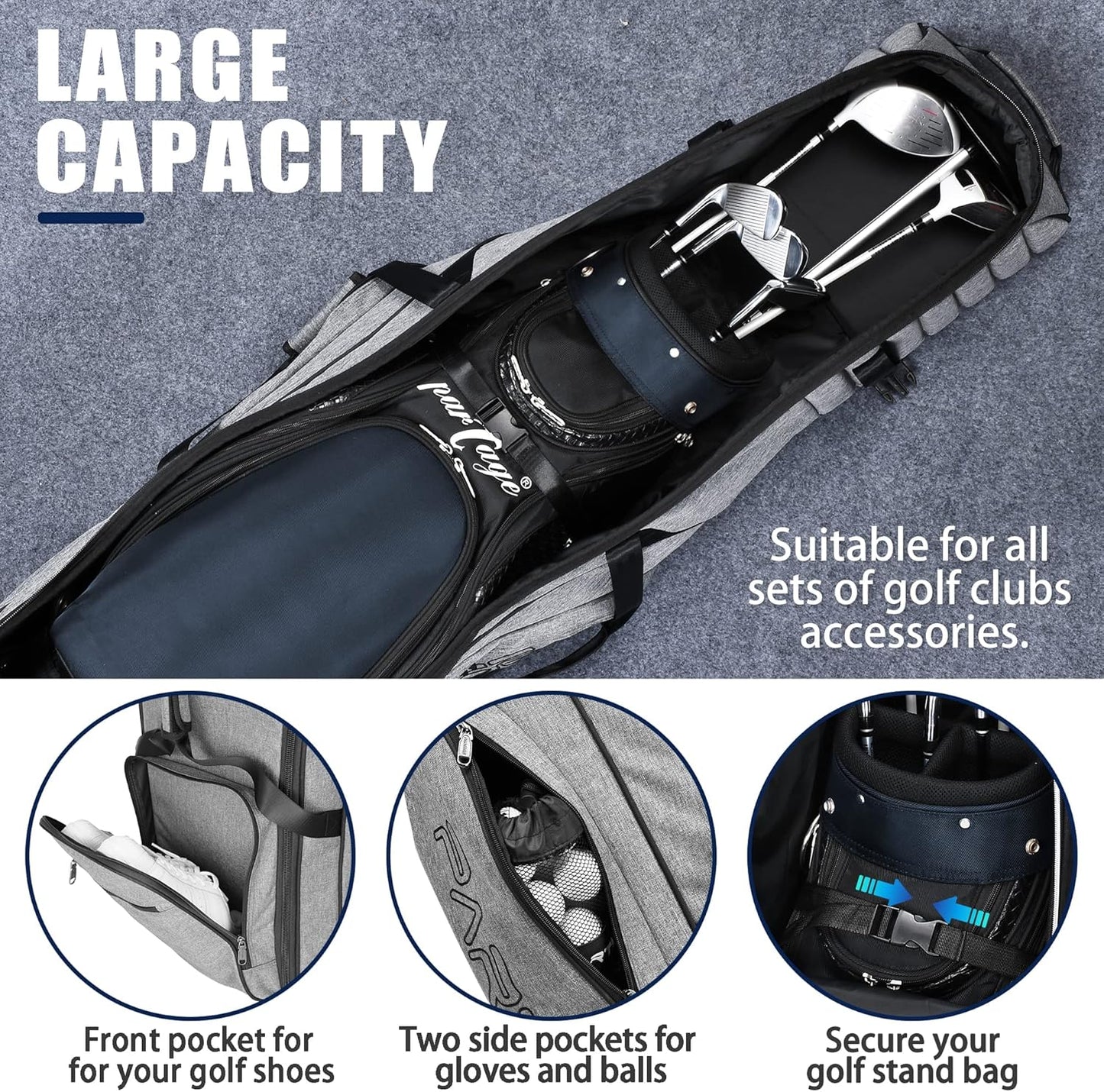 Partage Golf Travel Bag with Wheels, Golf Travel Case for Airlines, 900D Heavy Duty Oxford -Black