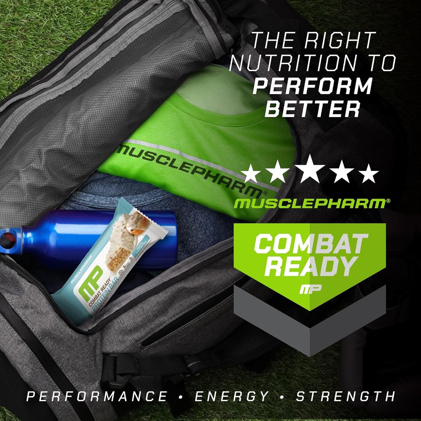 MusclePharm Combat Ready Protein Bar, Cinnamon Roll High Protein Bars, Combat Cravings, Fuel Performance & Meet Energy Demands, 20g Protein from Whey Protein, 3g Fiber, Gluten Free, 4 Bars