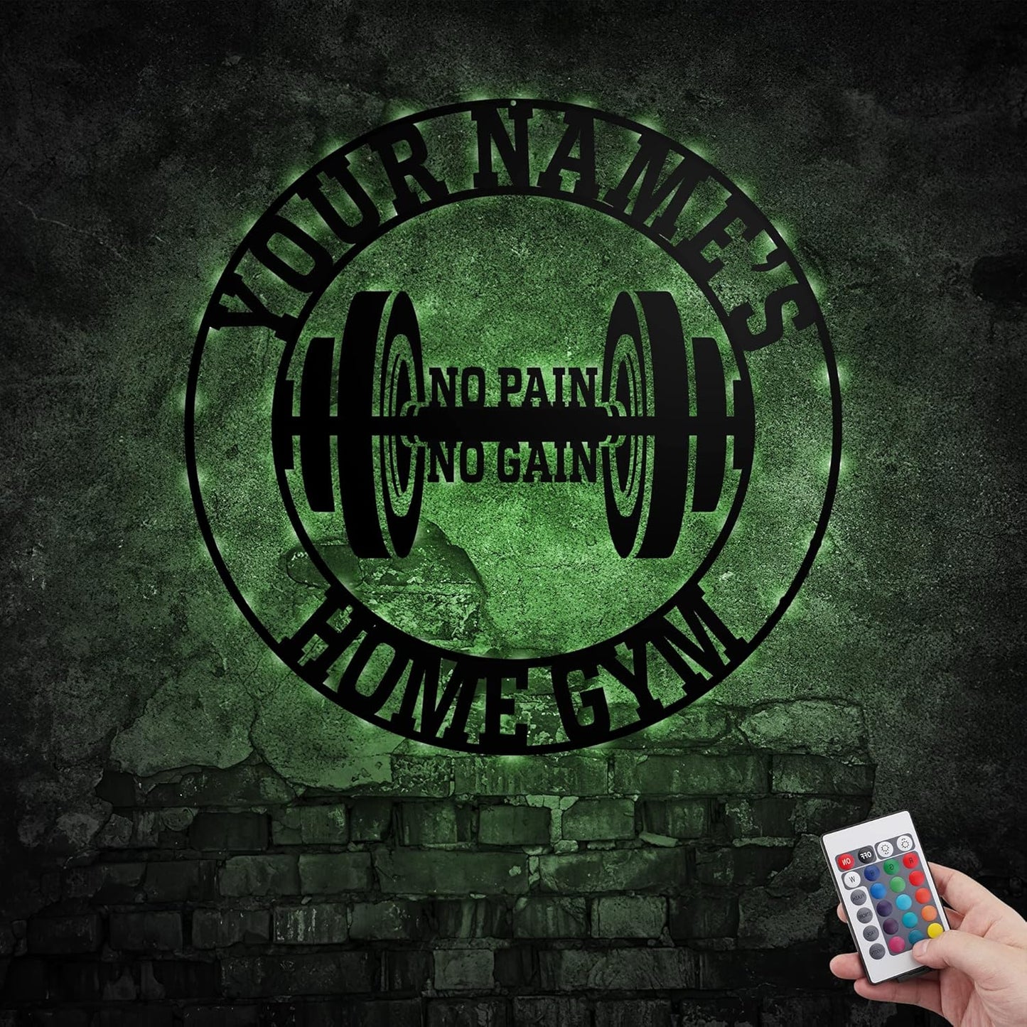 Personalized Home Gym LED Tin Metal Sign Multiple Sizes, Gym Sign Wall Decor, Exercise Workout Room Decor Fitness Center, Motivational Inspirational Hanging Wall Art Wall Plaque (03 w/lights)