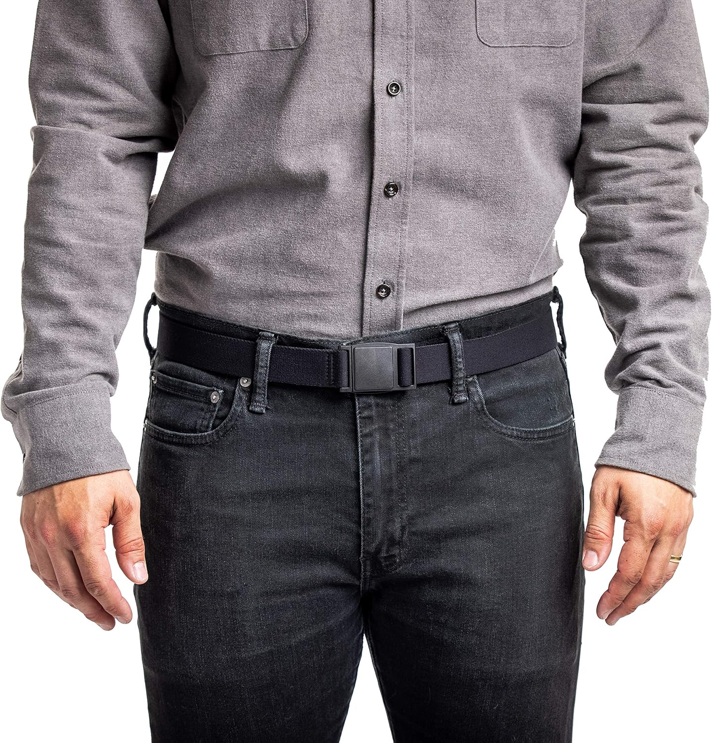 FLYT Solo Belt - Minimalist Web Nylon Belt with Quick-Release Magnetic Plastic Buckle, TSA Friendly