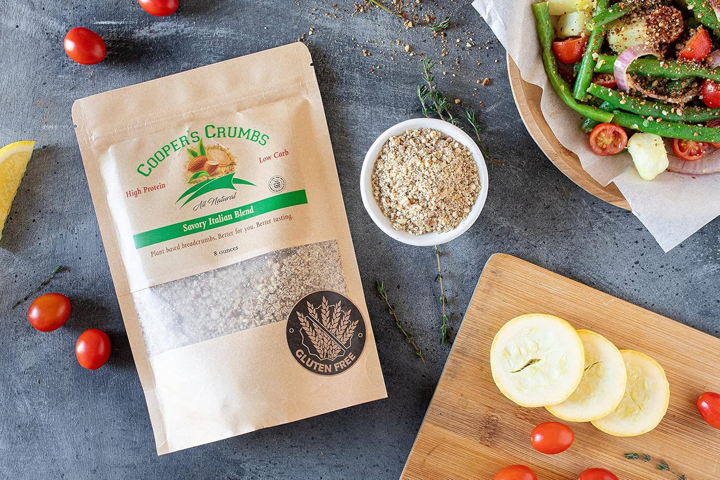 Cooper's Crumbs All Natural Gluten Free Low Carb Bread Crumb Alternative, High Protein, Vegan, Certified Kosher, Paleo, Keto (Savory Italian Blend)