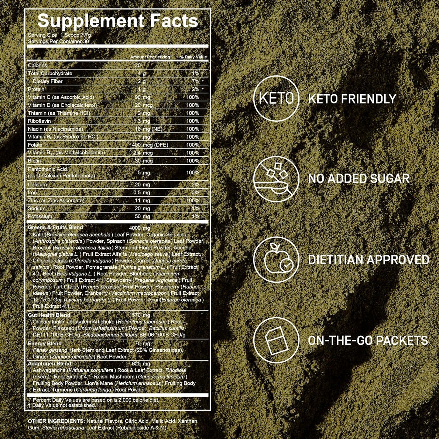 Daily Greens Superfood Powder | 5 Functional Blends for Gut Health, Energy & Immunity | Prebiotics, Probiotics, Adaptogens, B Vitamins (30 Servings, Jar)