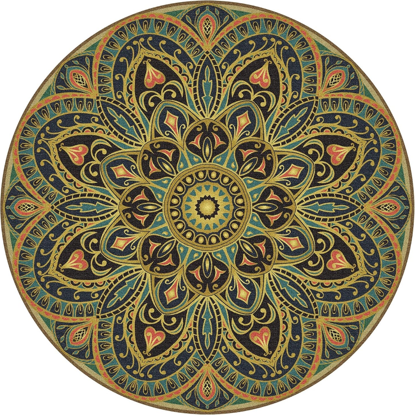 Knsbk Large Round Yoga Mat 4.6'X3.5mm for Exercise Premium Extra Thick, Ultra Comfortable, Non Slip, Meditation Mat