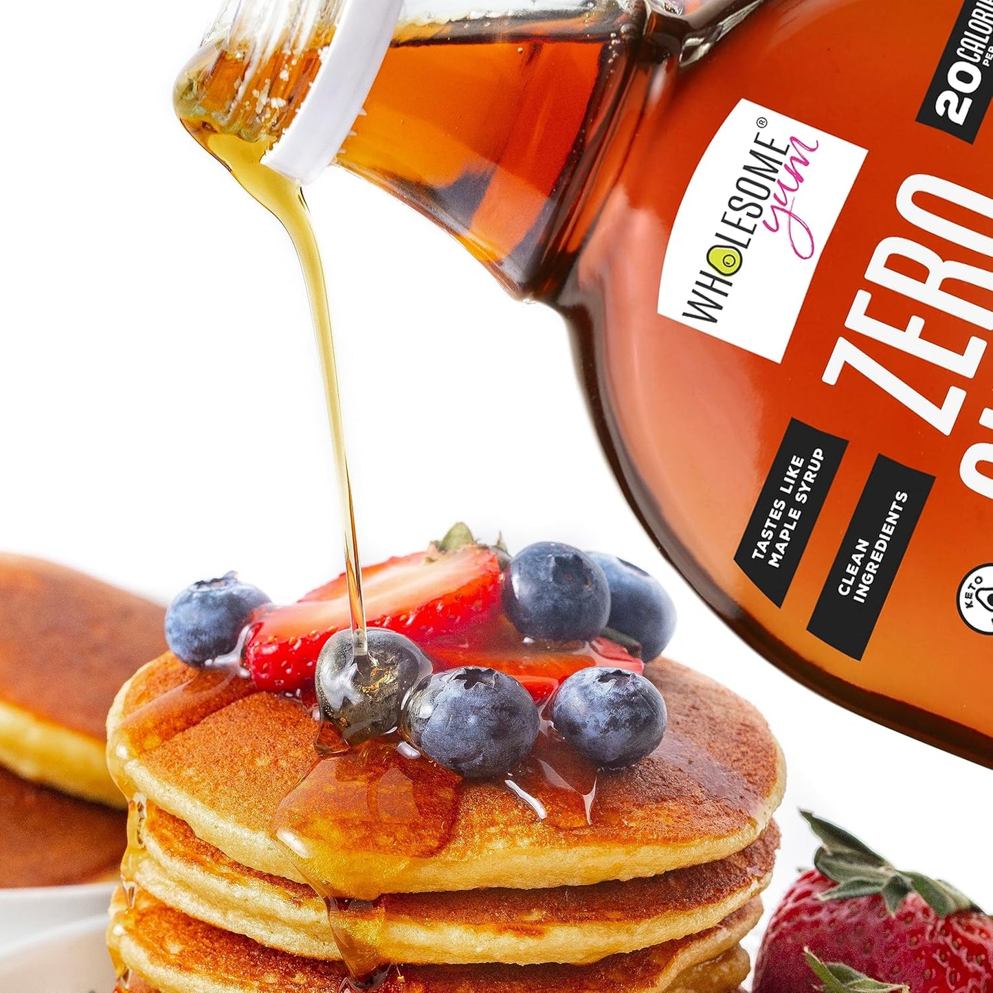 Wholesome Yum Zero Sugar Maple Syrup (Keto Maple Syrup) With Monk Fruit & Allulose - Natural Sugar Free Pancake Syrup - Non GMO, Low Carb, Gluten Free, Vegan, No Aftertaste (12 fl oz, 2 Pack)